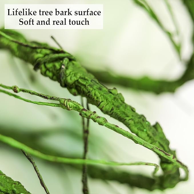 118 inch Medium Malleable Artificial Green Tree Branches Grapevine Garland Fake Cherry Blossom Tree Trunk Twigs for Wall Hanging Willow Ivy Home Room Wedding Decoraton