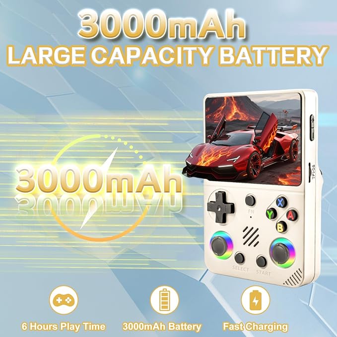 RG36PRO Retro Handheld Game Console - Open Source System,3.5"IPS Screen,30,000+ Classic Games,64G TF card, 3000mAh Battery,Portable Gaming Player for Travel,Gift for Teen or Partner -White
