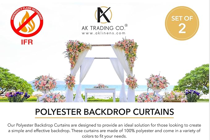 AK TRADING CO. 10 feet x 10 feet Sage IFR Polyester Backdrop Drapes Curtains Panels with Rod Pockets - Wedding Ceremony Party Home Window Decorations