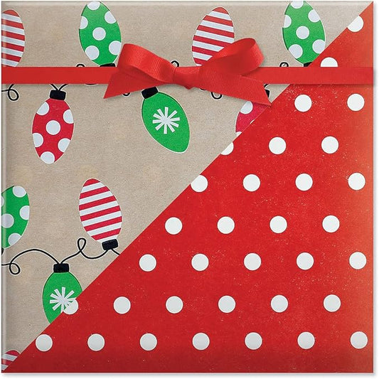 Current Kraft Light Bulb Double-Sided Rolled Christmas Wrapping Paper - Premium Jumbo 23-Inch x 32-Foot Gift Wrap Roll, 61 Square Feet Total