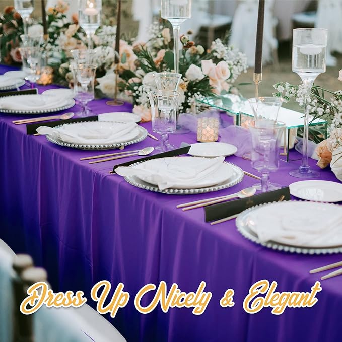 BRILLMAX 10 Pack Purple Tablecloths 70 x 120 Inch for 6ft or 8ft Rectangle Tables - Rectangular Bulk Linen Polyester Fabric Washable Cloth Cover for Wedding Reception Banquet Birthday Party