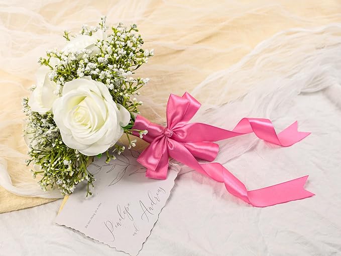 Hot Pink Satin Ribbon 1 inch X Continuous 100 Yards, Single Face Polyester Ribbon Perfect for Gift Wrapping, Flower Bouquet, Wedding Decor, Crafts, Bow Making, Sewing and More
