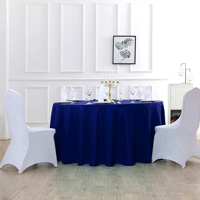 120 inch Round Tablecloth Washable Polyester Table Cloth Decorative Table Cover for Wedding Party Dining Banquet（120 inch,Royal Blue）