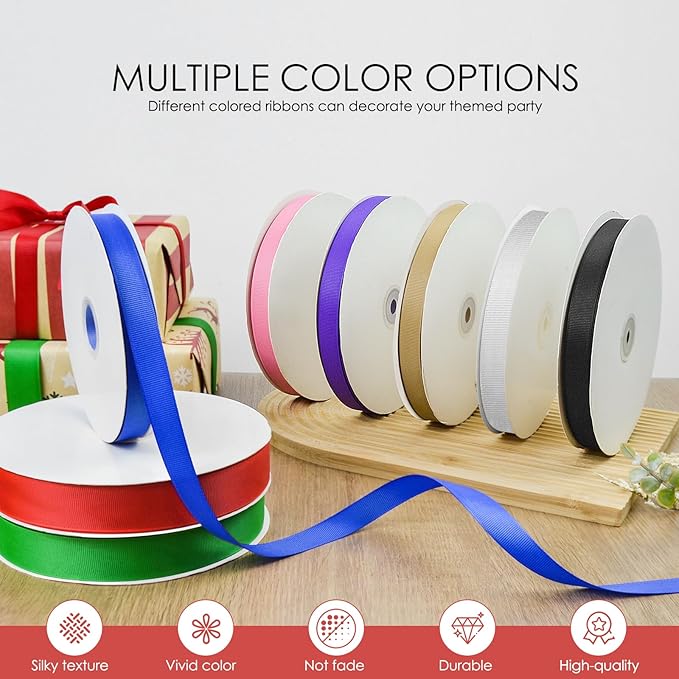 100 Yards 1 inch Grosgrain Ribbon, Solid Color Fabric Ribbon Perfect for Gift Wrapping, Wedding, Handmade Bows, Floral Bouquets and Party Decoration(red)