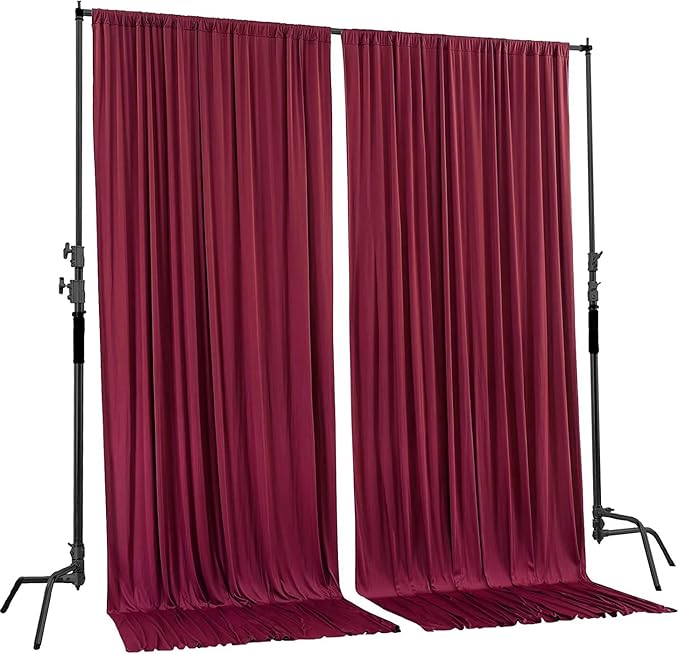 AK TRADING CO. 10 feet x 10 feet Polyester Backdrop Drapes Curtains Panels with Rod Pockets - Wedding Ceremony Party Home Window Decorations - Burgundy (DRAPE-5x10-BURGUNDY)