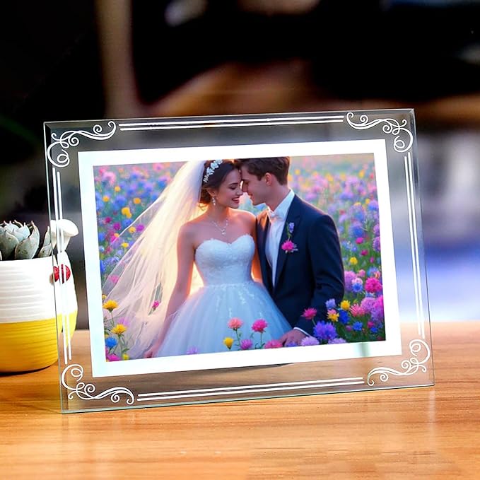 Glass Photo Frames Picture Frame 3.5x5 High Definition Silver Vertical and Horizontal for Table Desk Shelf Office House Decoration Gifts