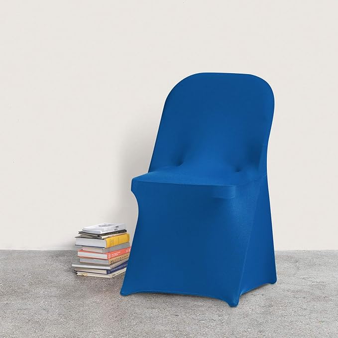 Peomeise Stretch Spandex Folding Chair Cover for Wedding Party Dining Banquet Event (Classic Blue,12pcs)
