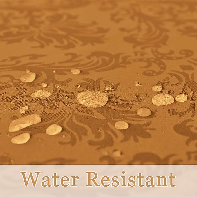 Rectangle Table Cloth - 60 x 120 Inch Brown Jacquard Tablecloths Damask Design Spillproof Wrinkle Resistant Shrinkproof Soft Tablecloth Polyester Oblong Table Cover for Kitchen Dinning Party Tabletop