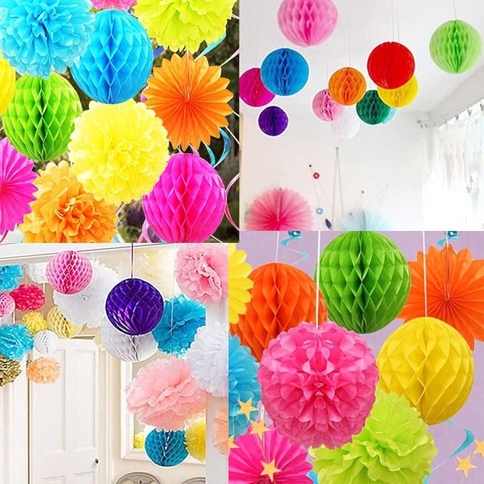 15pcs Honeycomb Balls Decorations 4'' 6'' 8'' Party Honeycomb Ball Flower Tissue Pom Poms Flower Ball Hanging Flower Balls for Baby Shower Birthday Wedding Nursery Decor(4'' 8'' 10'' Green)