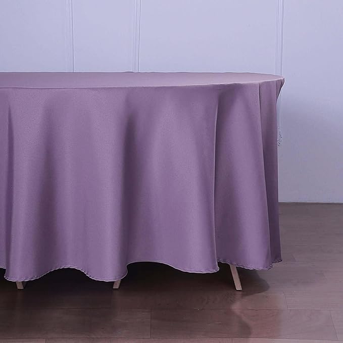 Efavormart Round Tablecloth, 120 Inch Stain & Wrinkle Resistant Washable Table Cloth, Decorative Polyester Fabric Table Cover for Banquet, Wedding, Dining - Violet Amethyst