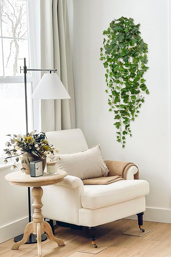 Hollyone Artificial Hanging Plants Wall Potted 47.2" Fake Ivy Vine Faux Ivy Leaves Hanging Greenery Plants for Wall Home Indoors Outdoors Garden Patio Decor