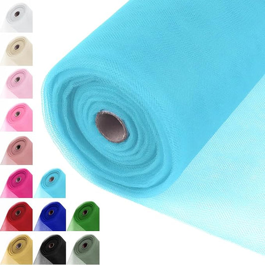 Soft Blue Tulle Fabric Rolls 54 Inch x 40 Yards Large Mesh Tull Bolt for Wedding, Garden Netting, Tutu Skirt, Party Decoration and Craft Supplies