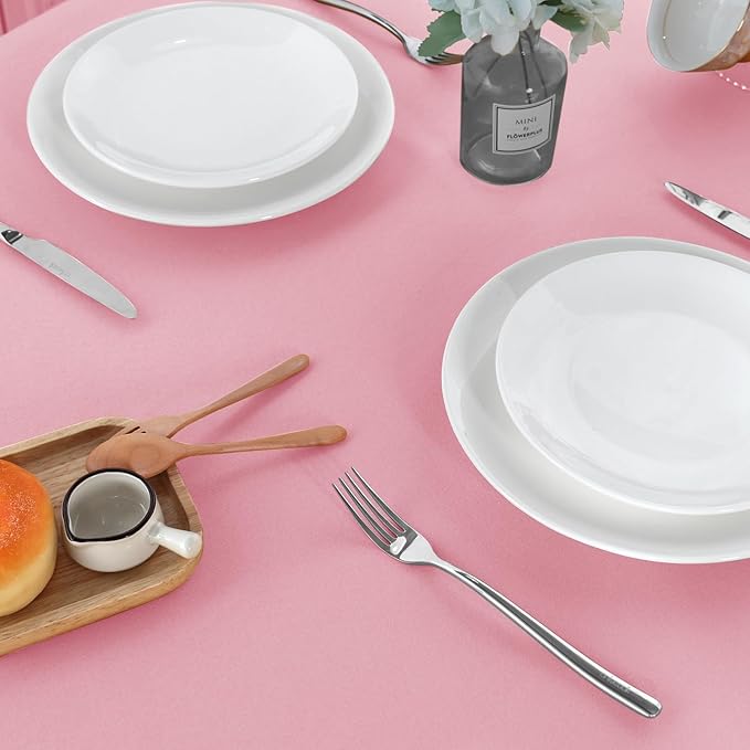 sancua 2 Pack Pink Tablecloth 60 x 102 Inch, Rectangle Table Cloth for 6 Feet Tables - Stain and Wrinkle Resistant Washable Polyester Table Cover for Dining Tables, Christmas Buffet Parties