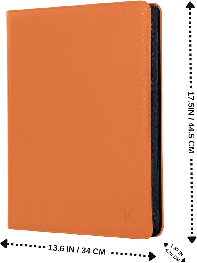 1000+ Pockets Trading Card Binder, 16-Pocket Card Ablum Compatible with MTG,Sports Cards & Other Standard Size Trading Cards (Orange)