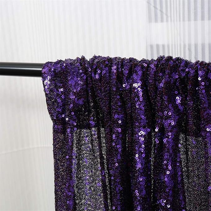 Eternal Beauty Purple Sequin Backdrop Curtains, Halloween Shimmer Back Drop 4Panels-2FTx8FT for Christmas, Party, Birthday, Photography, Wedding, Baby Shower Event Decoration