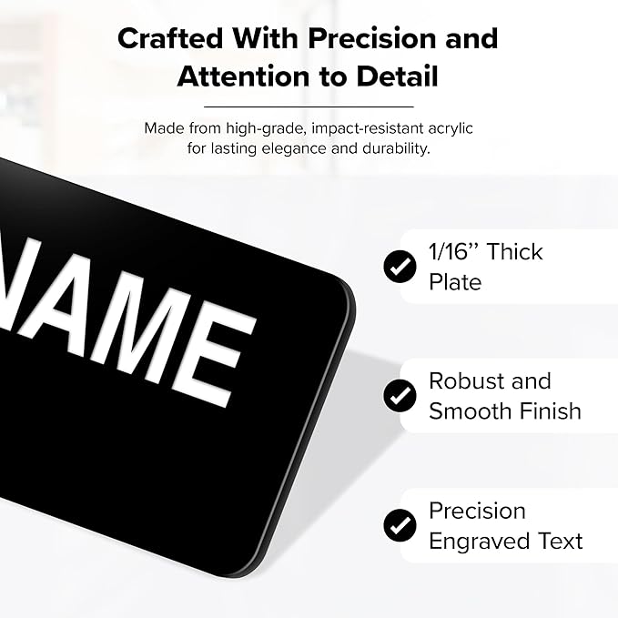 Name Tag, Magnetic Black and White Name Tags, Personalized Name Tags, 1x3 Inches, Durable Engravable Impact Material, Made in The USA by My Sign Center