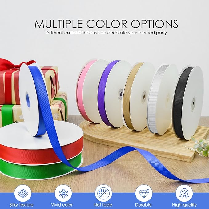 100 Yards 1 inch Grosgrain Ribbon, Solid Color Fabric Ribbon Perfect for Gift Wrapping, Wedding, Handmade Bows, Floral Bouquets and Party Decoration(Royal Blue)