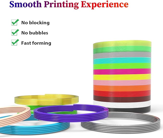 22 Colors 3D Pen Filament 1.75mm PLA, Each Color 10 Feet, Total 220 Feet 3D Pen Filament Refills 3D Printing Pen Refills with High-Precision Diameter Not Compatible with 3Doodler Pen