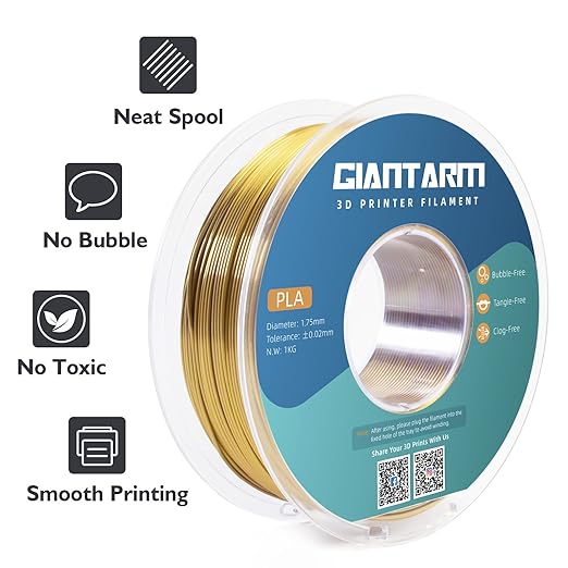 GIANTARM Dual Color PLA Filament, Silk PLA Filament 1.75mm +/-0.02mm,1KG Spool(2.2lbs) Vacuum Packaging, 3D Printing Filaments Fit Most FDM Printer