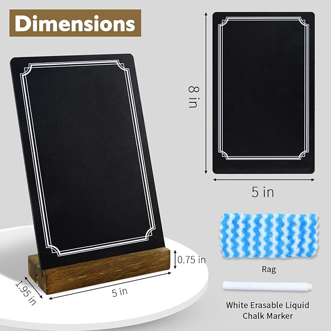 Small Chalkboard Sign with Stand, 8x5'' Table Top Double-Sided Mini Board With Wooden Base for Food Messages, Restaurant, Bar, Party, Store Decoration (1 Pack)