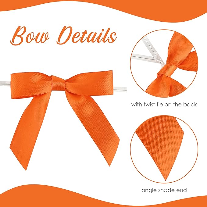 AIMUDI Rainbow Ribbon Bows 2.5" Satin Twist Tie Bows for Gift Wrapping Premade Satin Bows for Making Crafts Treat Bag Baby Shower Birthday Wedding LGBT Party Decoration, 60 PCs