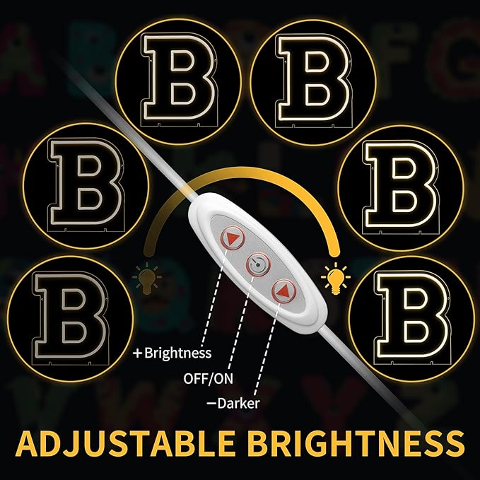 Light Up Letters B, Led Marquee Letter Lights Neon Sign, 13.9" Height Decorative Lighted Alphabet Number, Battery/USB Powered Led Letters Lights for Wedding, Birthday, Party, Christmas or Home Decor