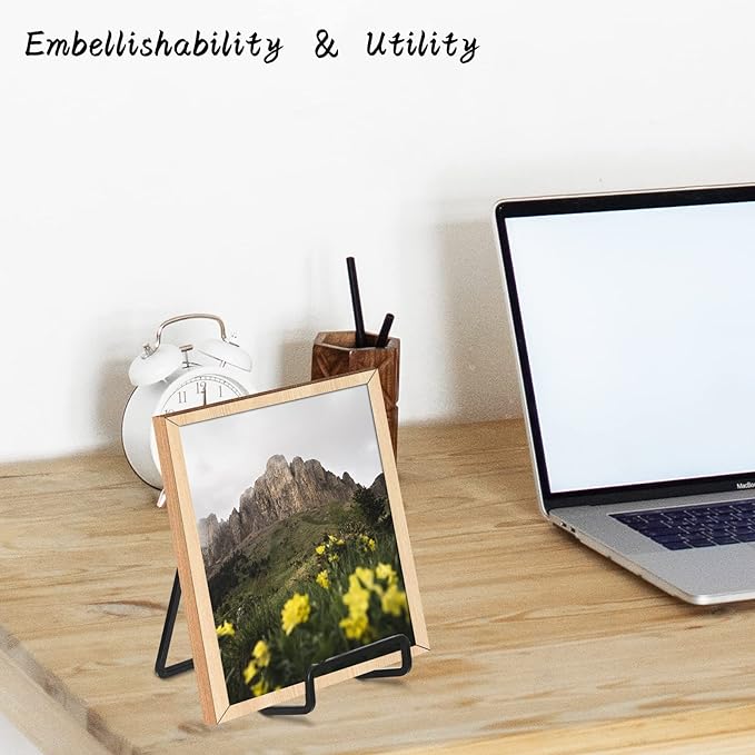 Decolore 4 Pack 4 Inch Black Metal Display Stands Square Plate Holder Display Stand Frame Stand for Picture, Decorative Plate, Photo Easel and Artistic Work