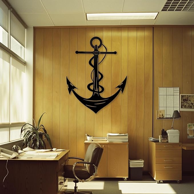XXQ Anchor Metal Wall Decor, Anchor Metal Wall Art for Bedroom Living Room Dorm Antique Anchor Wall Decor Antique Metal Anchor Farmhouse Decor (Black, 28" x 41" / 70 x 105cm)