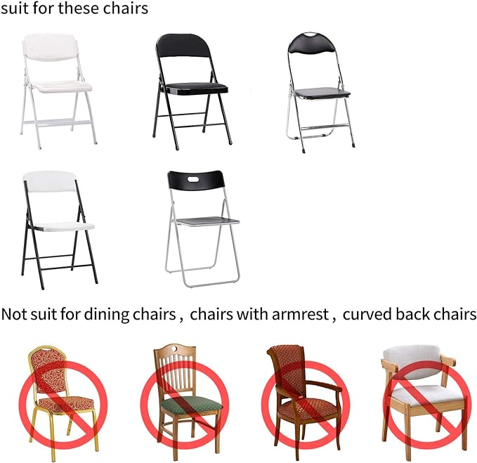 Peomeise Stretch Spandex Folding Chair Cover for Wedding Party Dining Banquet Event (Black,6pcs)