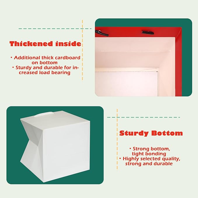 ADIDO EVA White Square Gift Bags Small Size Square Bottom Paper Bags with Handles for Party Favor, Shopping Bag (6x6x6 In, 10 CT)