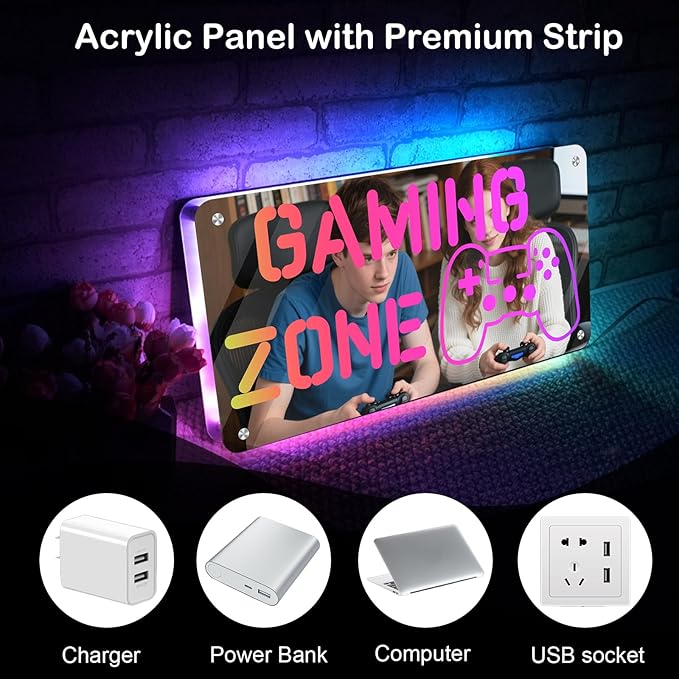 Live Music Neon Sign, Mirror LED Light Wall Décor with App-Controlled DIY Color, for Bars, Studios, Home