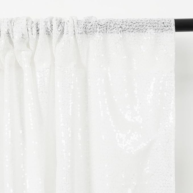 Eternal Beauty White Sequin Backdrop, 7x7 Ft Glitter Background Curtains for Christmas Shimmer Photography Party Wedding Birthday Back Drop Decor