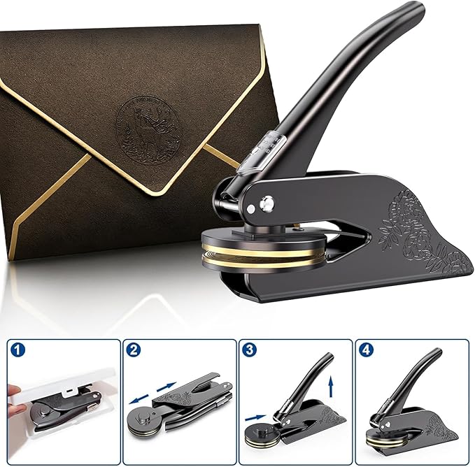 Book Embosser Personalized - Embosser Stamp Custom for Book, Cards, Paper, Napkins, Perfect for Book Lovers, Personal Library and Wedding, A Thoughtful Gift for Any Occasion - Books