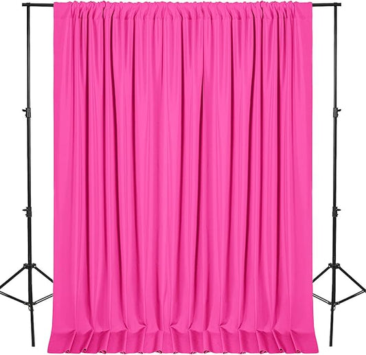 DWCN 10x7 FT Backdrop Curtains for Parties, Photography Backdrop Drapes with Rod Pockets for Wedding Decorations Stage Birthday Family Gatherings, 2 Panels 5ft x 7ft, Fuchsia
