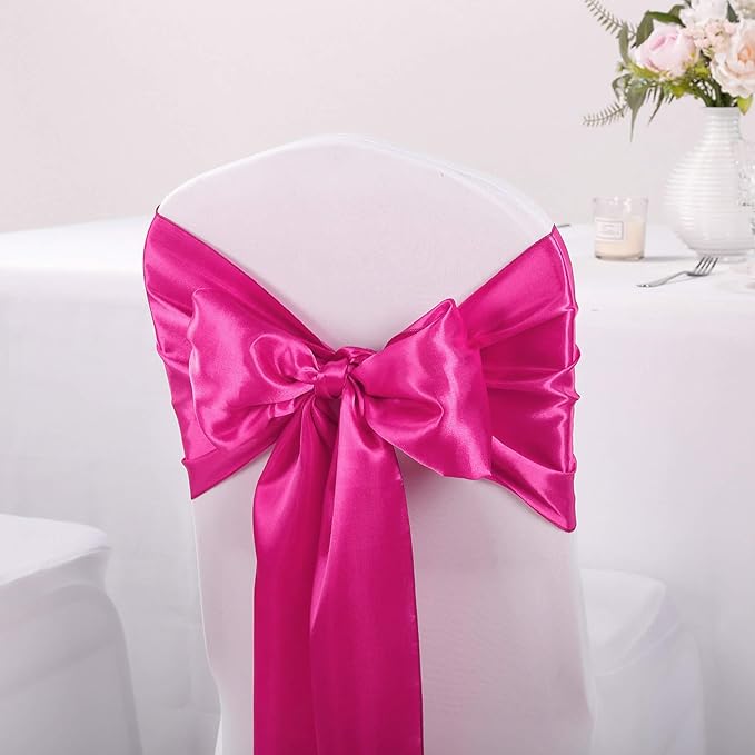 10-Pack Satin Table Runner Fuchsia 12 x 108 inches Long, Table Runners for Wedding, Birthday Parties, Banquets Decorations（10 Pack, 12x108 Inch, Fuchsia）