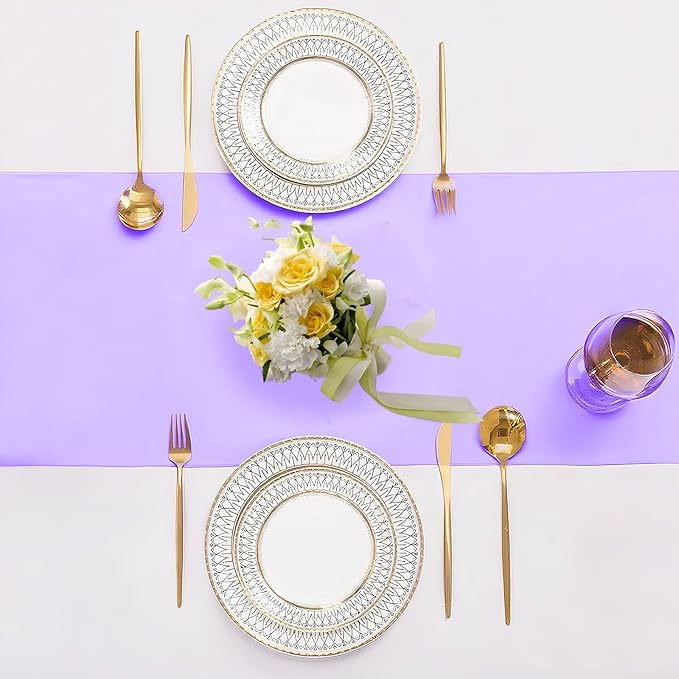 SHEJIZE 2 Pack Lavender Satin Table Runner 12x108 Inches Long, Bright Silky Smooth Satin Table Runner Table Decor for Wedding Banquet Christmas Prom Event Birthday Party
