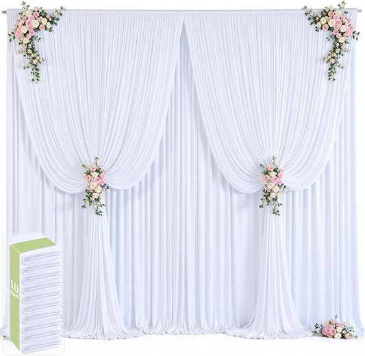 50ft x 12ft White Backdrop Curtains Wrinkle Free Backdrop Curtain for Wedding Parties White Fabric Backdrops Drapes Back Drop Cloth Bridal Shower Stage Curtains Wedding Decorations for Reception