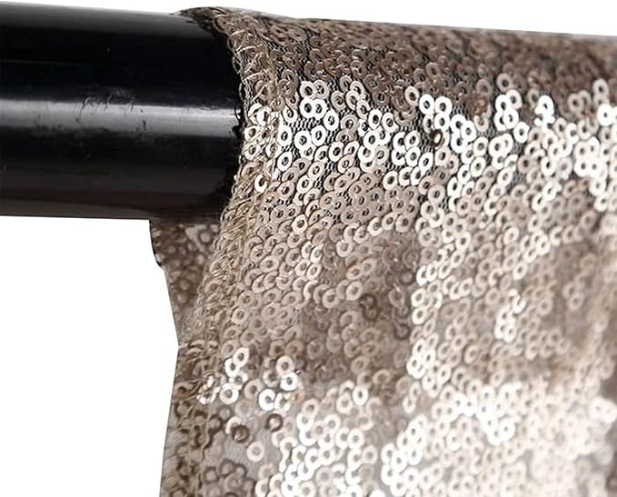 Champagne Sequin Backdrop Curtains 2 Panels 2FTx8FT Glitter Champagne Drapes Photo Backdrop Party Wedding Baby Shower Curtain Sparkle Photography Background