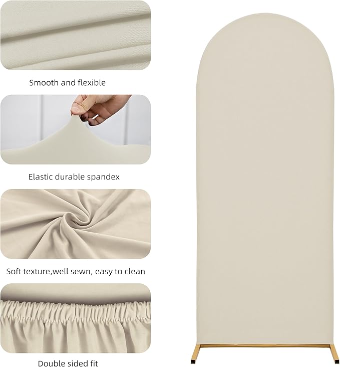 Wedding Arch Cover 5FT Arch Backdrop Cover Spandex Fitted Arch Cover for Round Top Chiara Backdrop Stand Covers for Wedding Birthday Party Baby Shower Banquet Ceremony Decoration