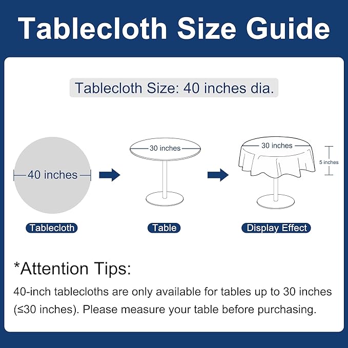 Hiasan Linen Tablecloth 40 Inch Round - Wrinkle and Stain Resistant Washable Polyester Fabric Table Cloth for Dining Room Kitchen Party, Aqua