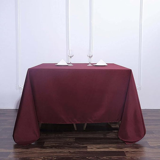 Efavormart 90" Square Polyester Table Overlay for Wedding Kitchen Dining Events - Burgundy