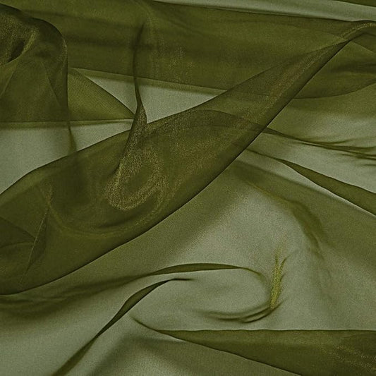 VDS Olive Green Organza Fabric, 60 Yards Continuous, 45” Wide, Wedding Party Decoration Iridescent Crystal Sheer Shiny Organza Tulle Bridal Dress DIY Crafts Costume Sewing Backdrop Arch Cloth
