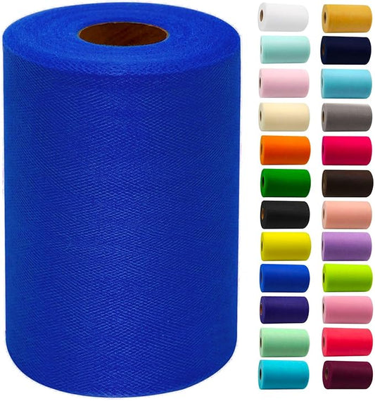 Royal Blue Tulle Fabric Rolls 6 Inch by 100 Yards (300 feet) Fabric Spool Tulle Ribbon for DIY Royal Blue Tutu Bow Baby Shower Birthday Party Wedding Decorations Christmas Craft Supplies