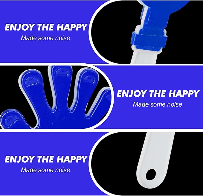 24 Pcs Hand Clappers Noisemakers 7.5 Inch Clappers Noisemakers Plastic Hand Clappers for Birthdays Game Football Sporting Events Cheers Supplies Dance Basketball Football Noisemakers(Blue and White)