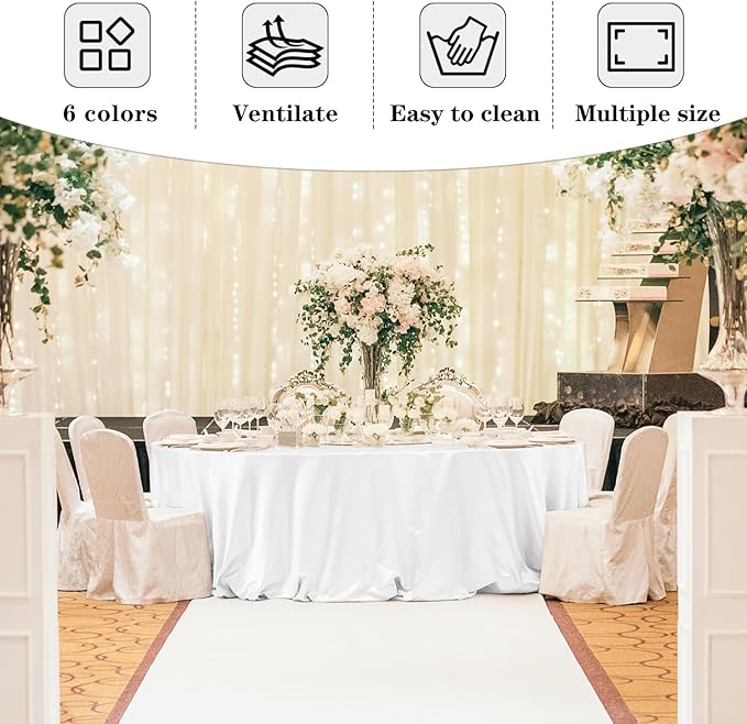 Fitable 6 Pack White Tablecloths for Round Tables - 108 Inches in Diameter - Stain Resistant and Washable Table Clothes, Polyester Fabric Table Covers for Wedding, Party, Banquet, Formal Events