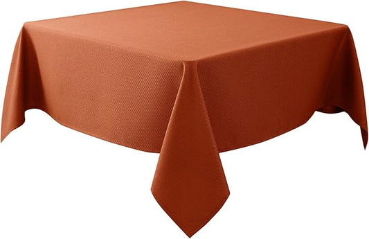 Biscaynebay Fall Tablecloth Textured Fabric Square Tablecloths 60x60 Inch, Rust Thanksgiving Autumn Harvest Water Resistant Fabric Tablecloths for Kitchen, Dining, Wedding, PartiesMachine Washable