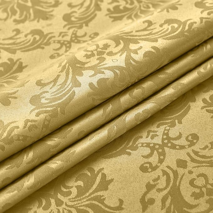 SASTYBALE Rectangle Jacquard Tablecloth - 60 x 84 Inch Spill Proof Wrinkle Resistant Damask Table Cloth, Soft Polyester Oblong Table Cover for Kitchen Parties Farmhouse, Gold