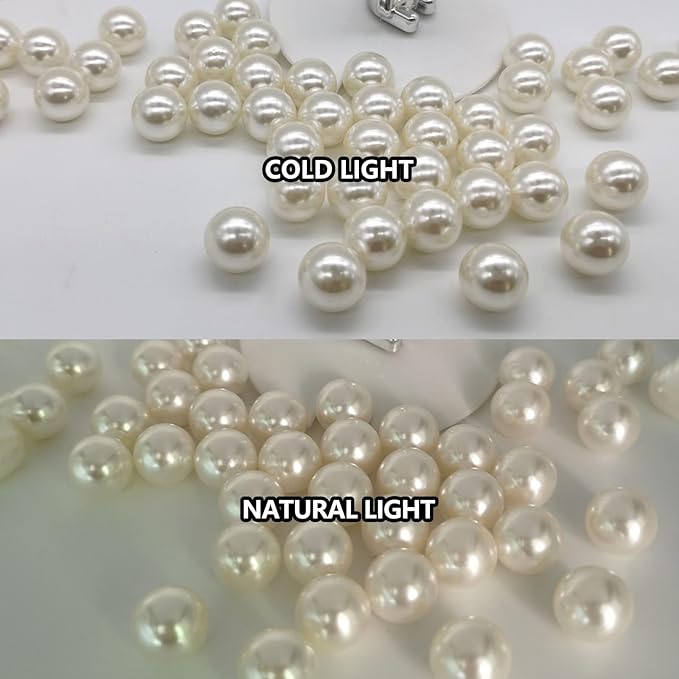 100PCS Milk White Faux Pearls Beads for Centerpiece Vases, Vase Filler Faux Pearls, No Holes Filler Beads for Party Anniversary Birthday Wedding Table Decor, 14/20/30mm