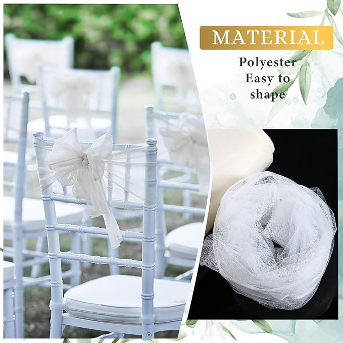 Timgle Tulle Fabric Rolls Bulk 54 Inch by 100 Yards (300 Ft) Tulle Ribbon Netting Fabric Spool Bolt for DIY Crafts Tutu Skirt Christmas Baby Shower Birthday Party Wedding Decorations(White)