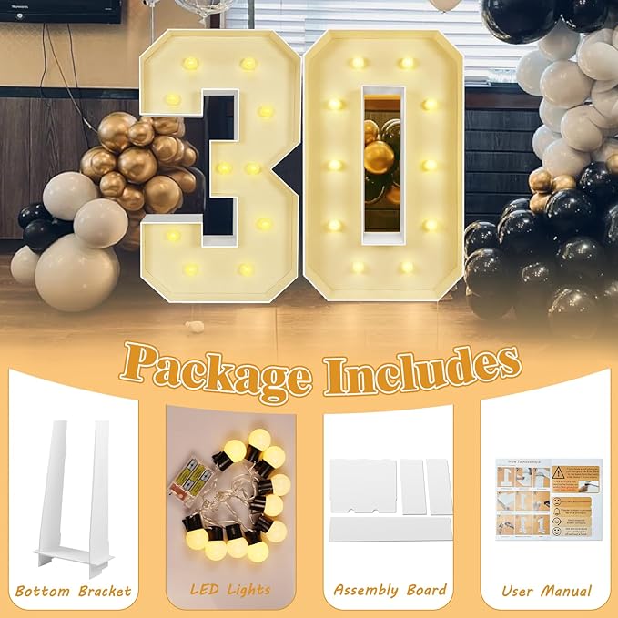 Marquee Light Up Letters: 3FT Large Decorative Signs for Party Decorations Baby Shower Birthday Wedding Engagement Anniversary, 3 Feet Tall Pre-Cut DIY Foamboard Letter K - Easy to Assemble